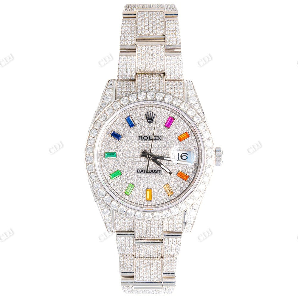 Custom Rainbow Dial Rolex Moissanite Diamond Watch customdiamjewel