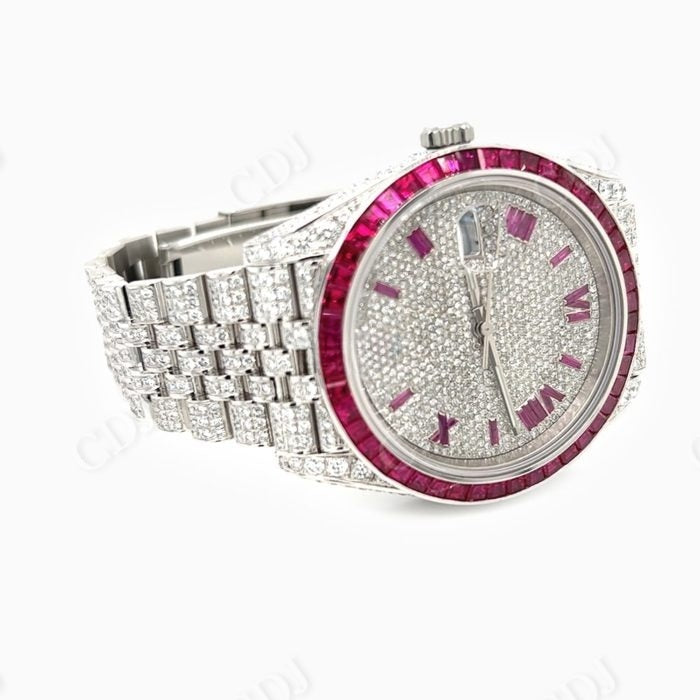Customized Pink Diamond Bezel Men's Rolex Watch customdiamjewel