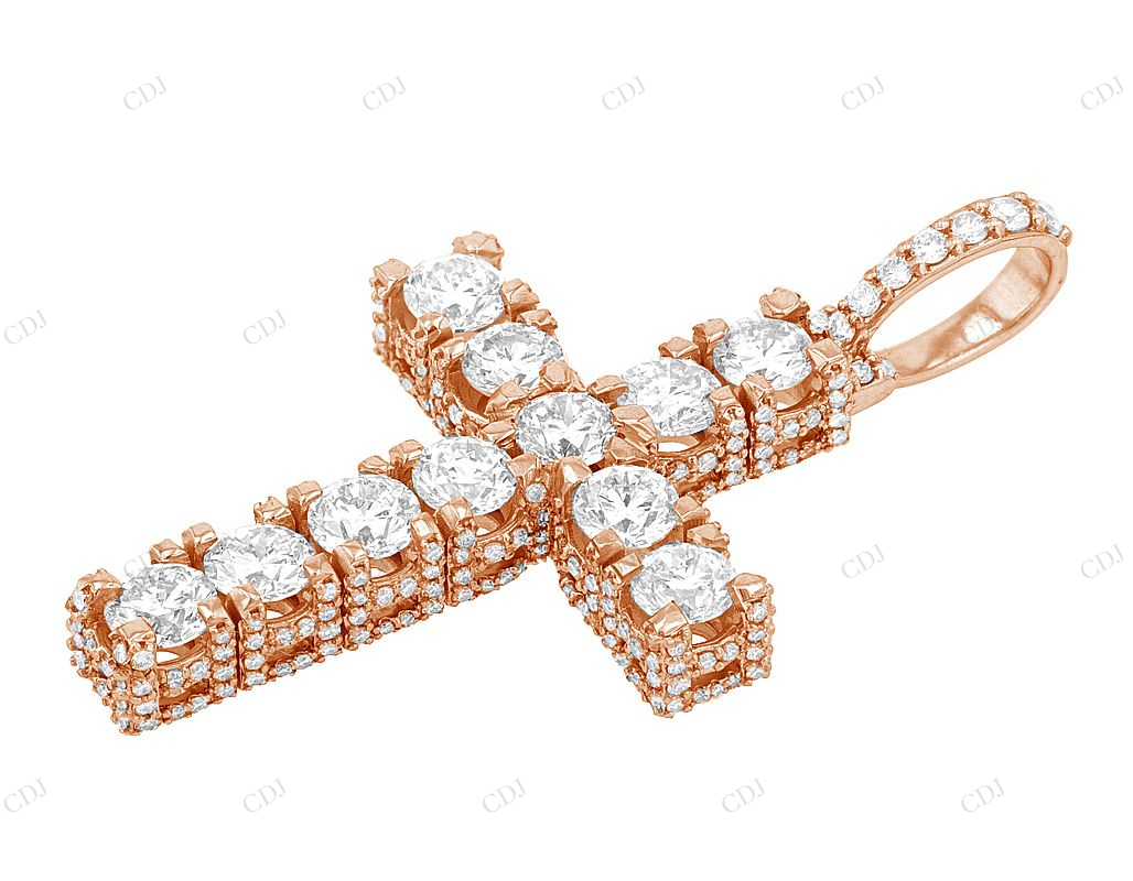 2 Inch 14K Yellow Gold Lab Grown Diamond Cross Pendant Hip Hop Pendent CustomDiamJewel