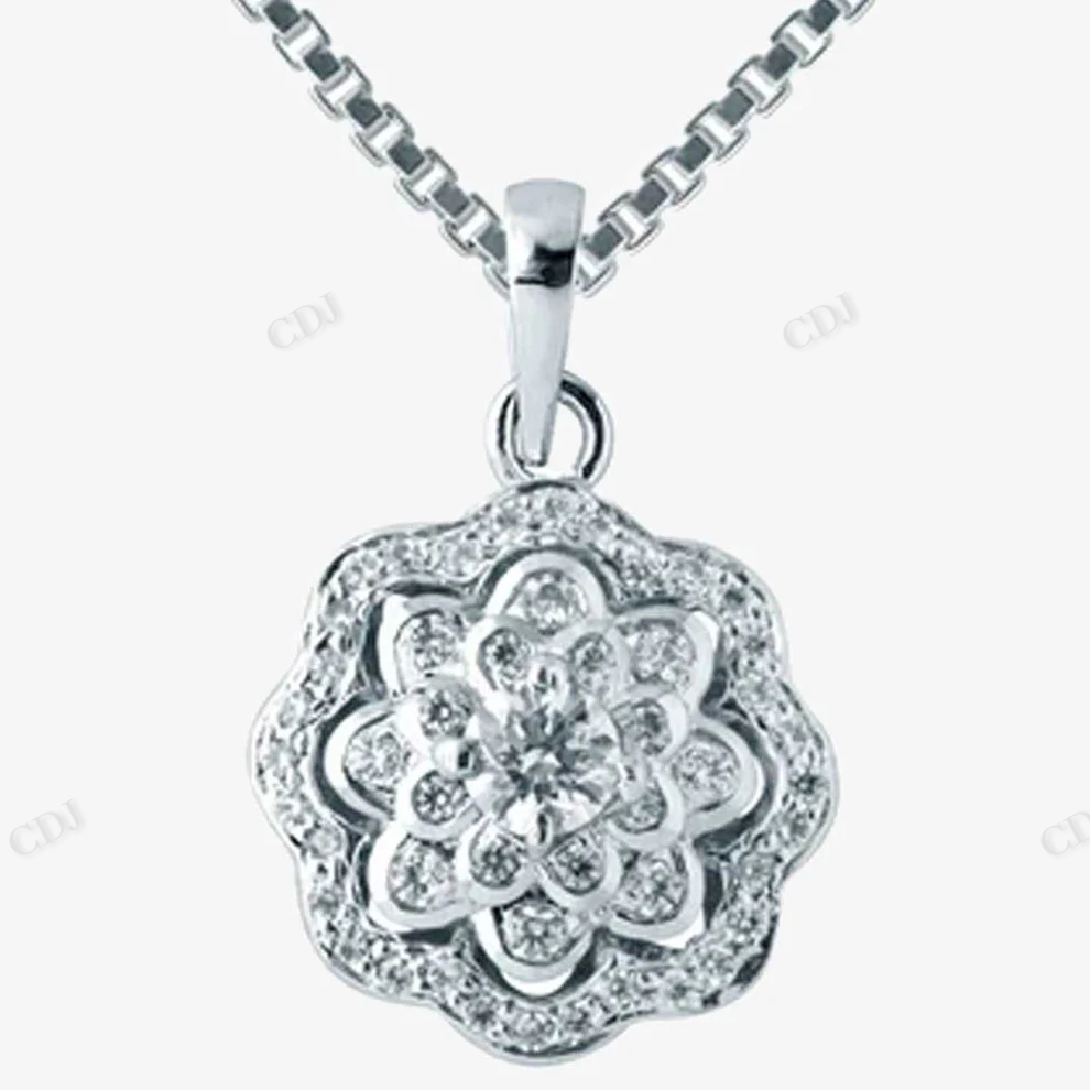 Sterling Silver Floral Moissanite Pendant hip hop jewelry CustomDiamJewel