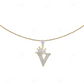 1.6" 0.50 CTW 10K Gold Natural Diamond Crown Initial "V" Pendant CustomDiamJewel