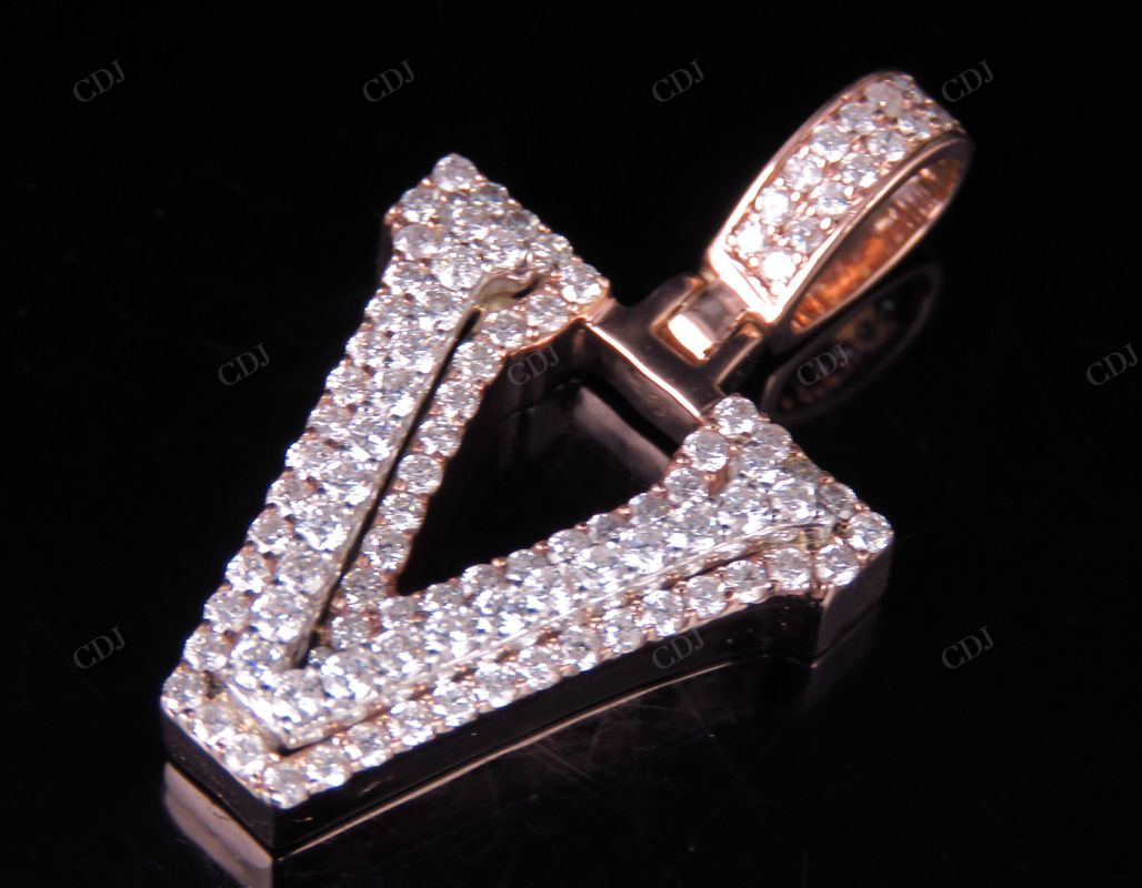 1.5" 1.75 CTW 18K Gold Real Diamond Custom 3D Initial 'V' Letter Pendant CustomDiamJewel
