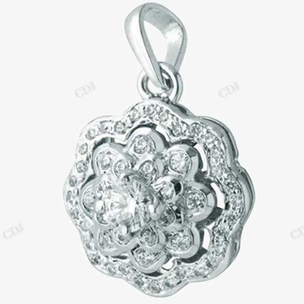 Sterling Silver Floral Moissanite Pendant hip hop jewelry CustomDiamJewel