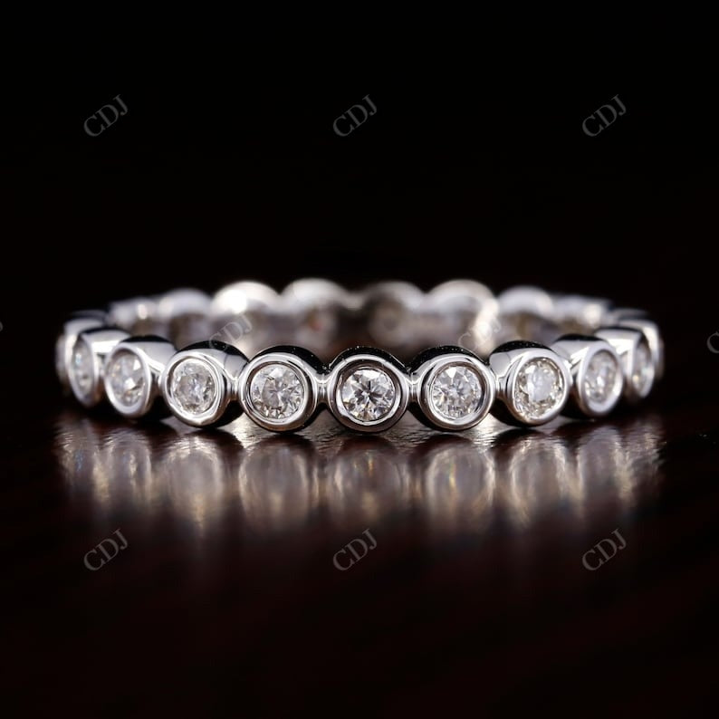 White Gold Bezel Set Natural Diamond Wedding Band  customdiamjewel   