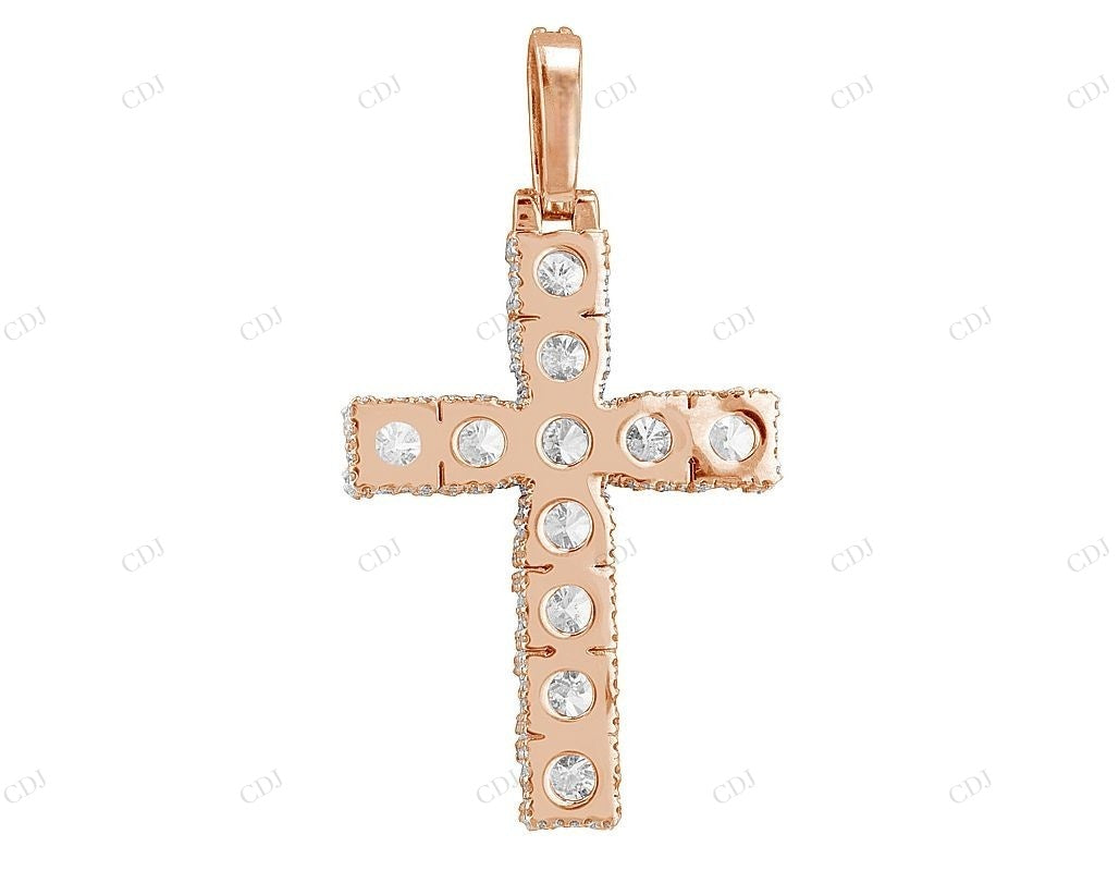 2 Inch 14K Yellow Gold Lab Grown Diamond Cross Pendant Hip Hop Pendent CustomDiamJewel