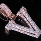 1.5" 1.75 CTW 18K Gold Real Diamond Custom 3D Initial 'V' Letter Pendant CustomDiamJewel