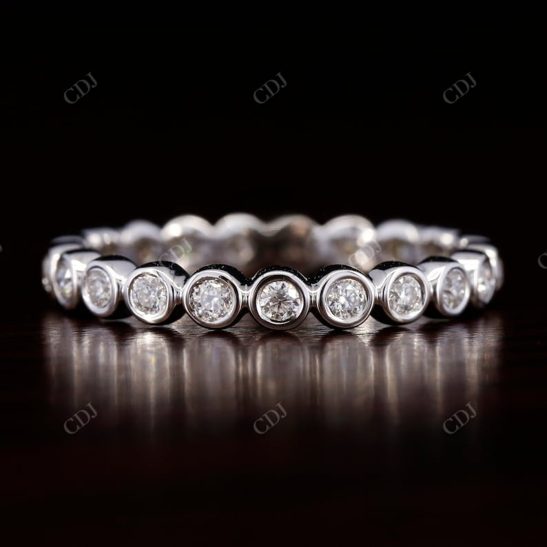 White Gold Bezel Set Natural Diamond Wedding Band  customdiamjewel   