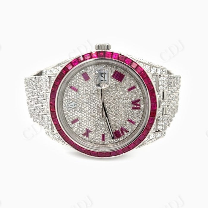 Customized Pink Diamond Bezel Men's Rolex Watch customdiamjewel