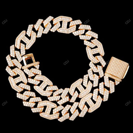 925 Sterling Silver Unique Design Moissanite Cuban Link Chain CustomDiamJewel