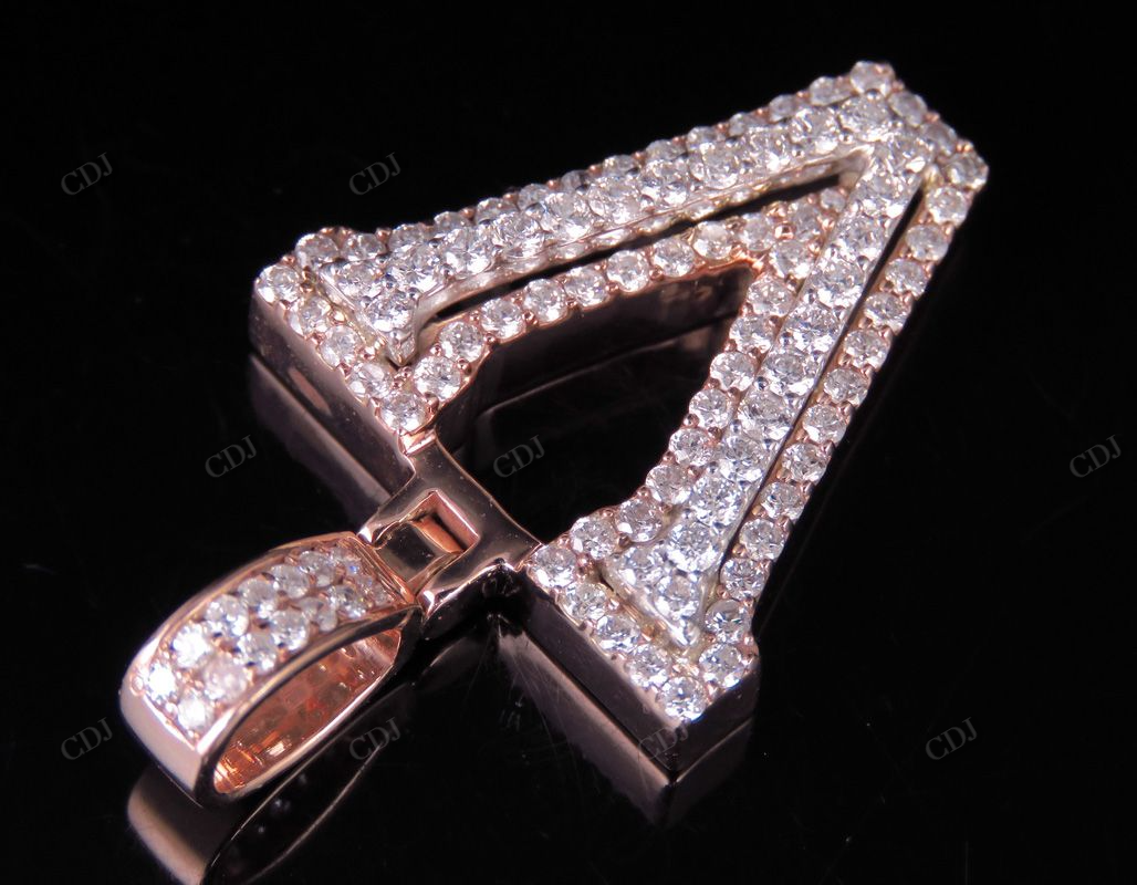 1.5" 1.75 CTW 18K Gold Real Diamond Custom 3D Initial 'V' Letter Pendant CustomDiamJewel