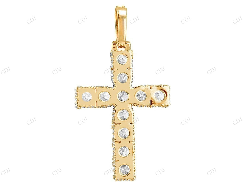 2 Inch 14K Yellow Gold Lab Grown Diamond Cross Pendant Hip Hop Pendent CustomDiamJewel