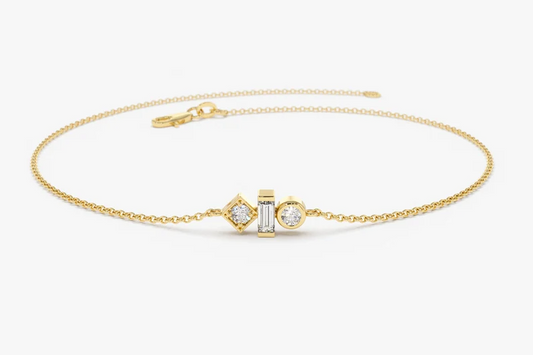0.10CTW Moissanite Minimalist Diamond Bracelet  customdiamjewel Sterling Silver Yellow Gold VVS-EF