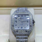 Full White Cartier Santos Arabic Dial Lab Gown Diamond Watches customdiamjewel