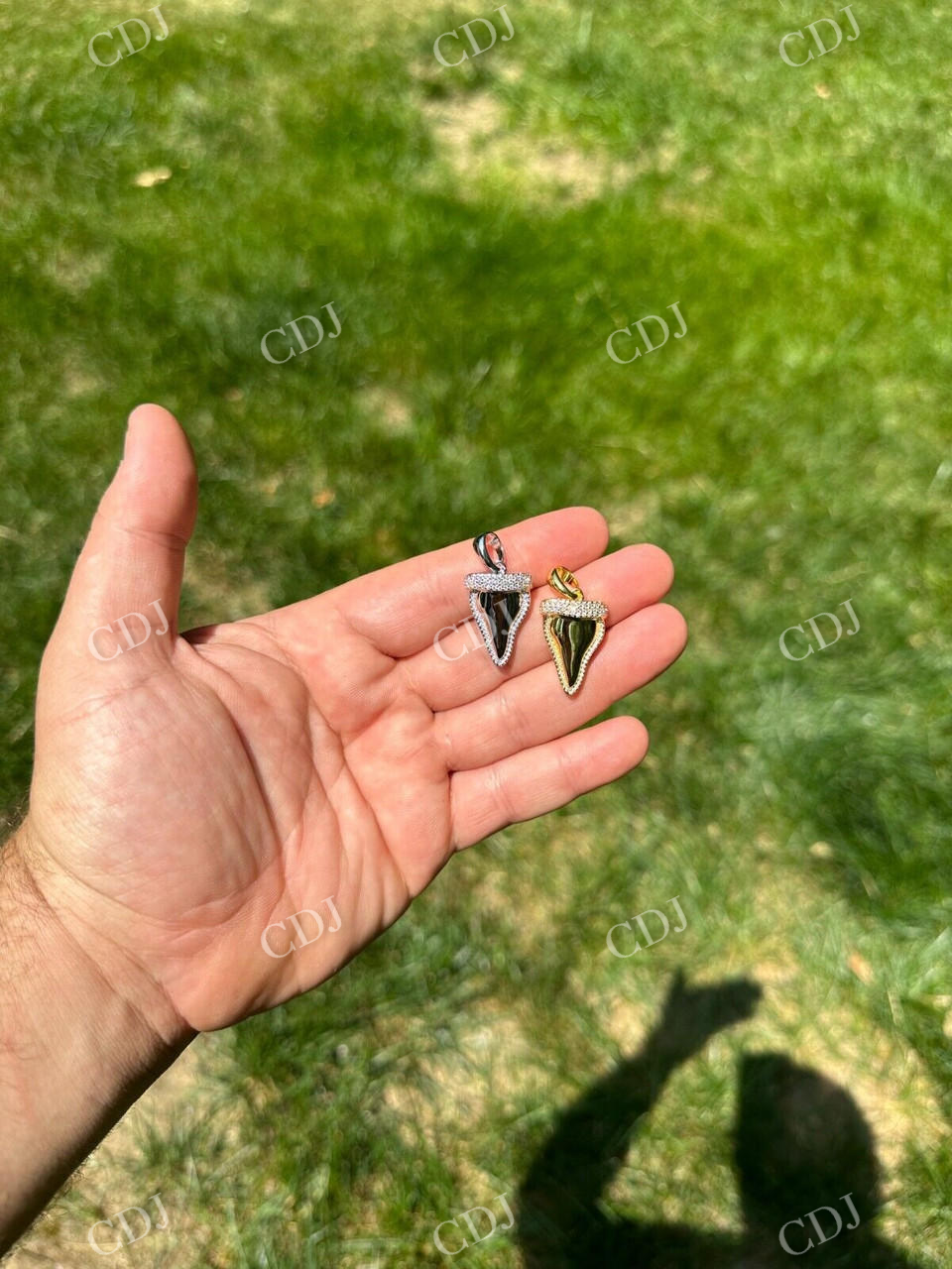 Shark Tooth Iced Diamond Pendant  customdiamjewel   