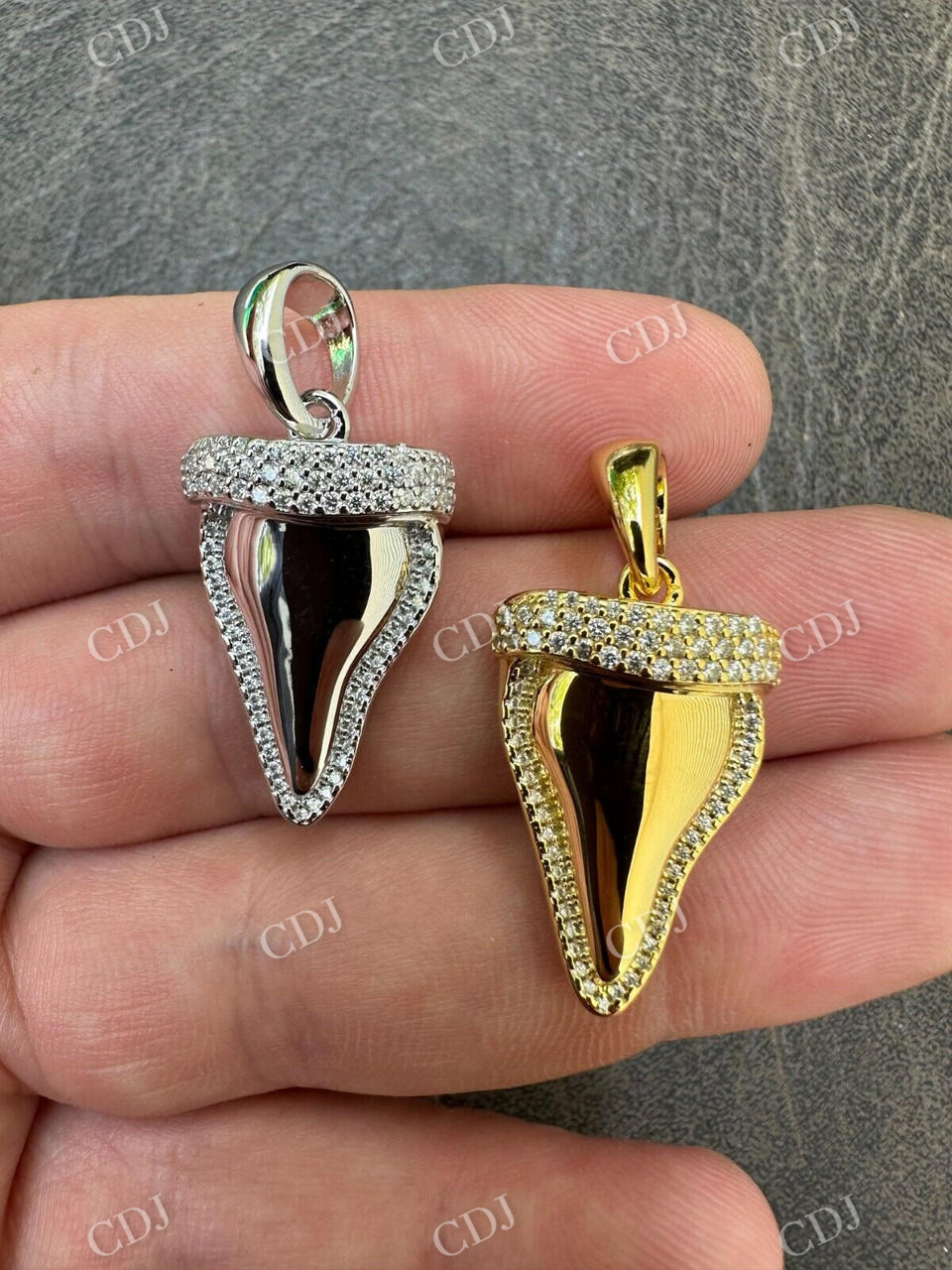 Shark Tooth Iced Diamond Pendant  customdiamjewel   