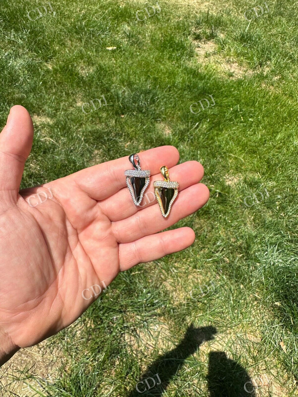Shark Tooth Iced Diamond Pendant  customdiamjewel   