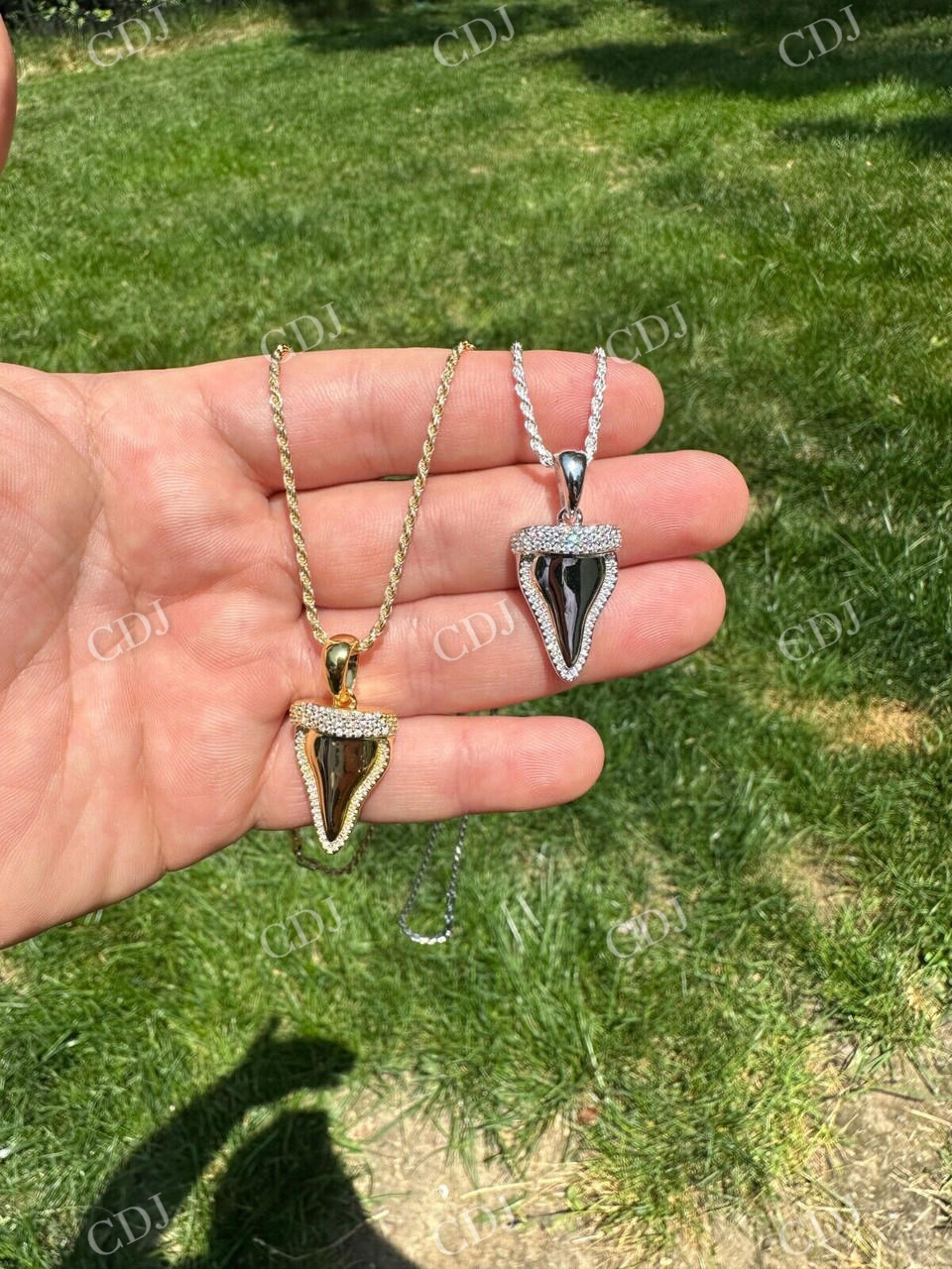 Shark Tooth Iced Diamond Pendant  customdiamjewel   