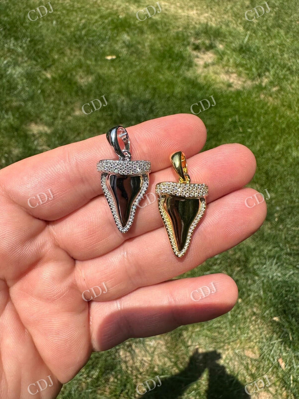 Shark Tooth Iced Diamond Pendant  customdiamjewel   