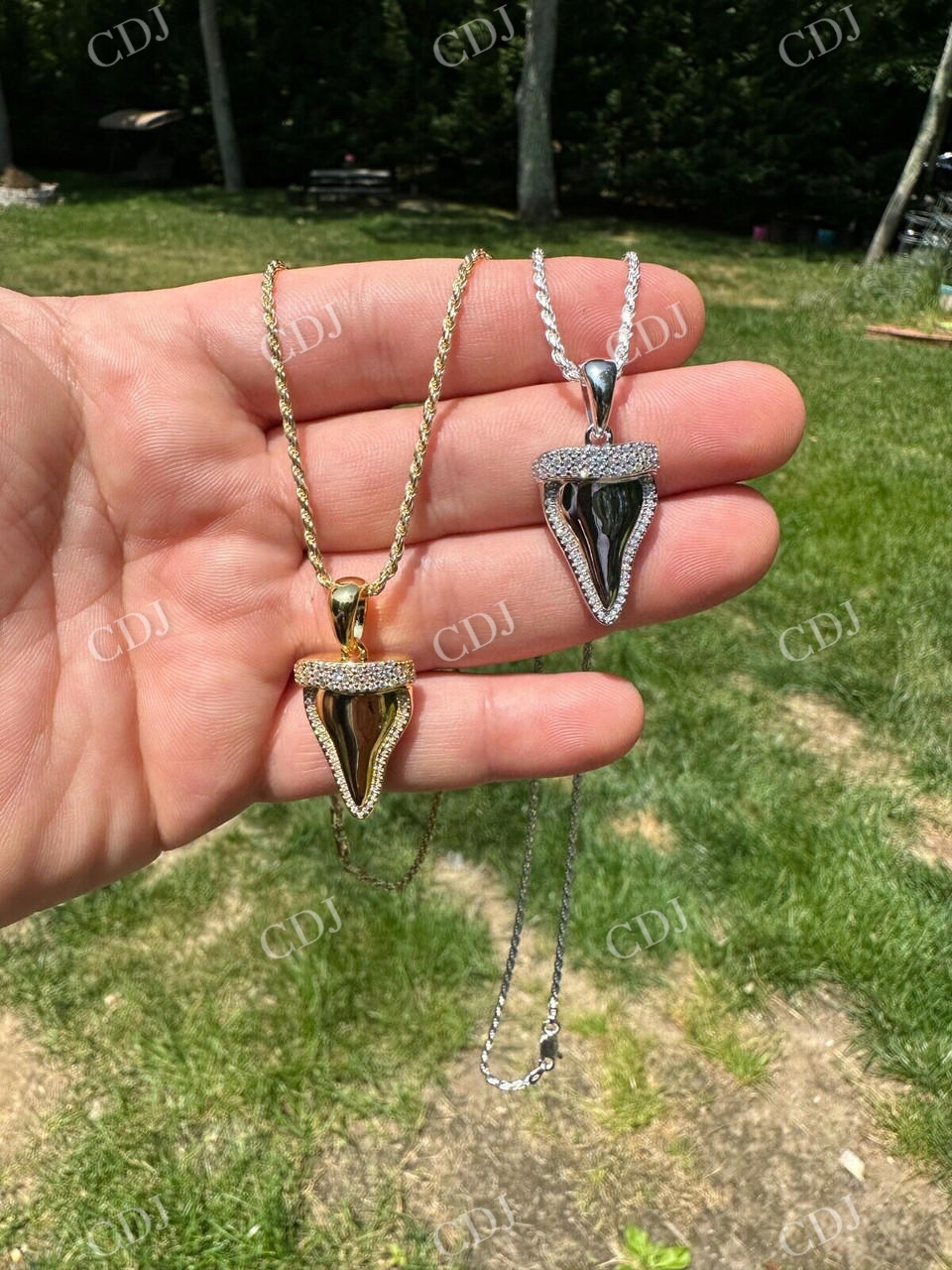 Shark Tooth Iced Diamond Pendant  customdiamjewel   