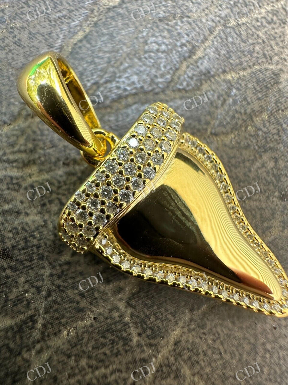 Shark Tooth Iced Diamond Pendant  customdiamjewel   