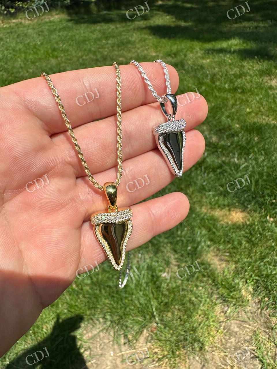 Shark Tooth Iced Diamond Pendant  customdiamjewel   