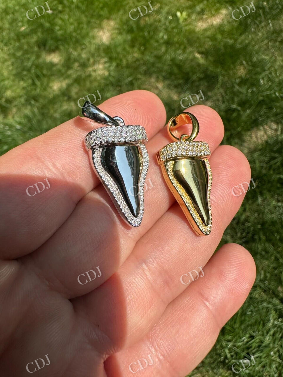 Shark Tooth Iced Diamond Pendant  customdiamjewel   