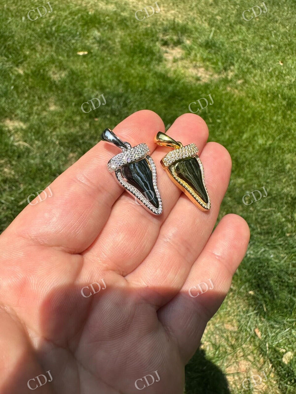 Shark Tooth Iced Diamond Pendant  customdiamjewel   