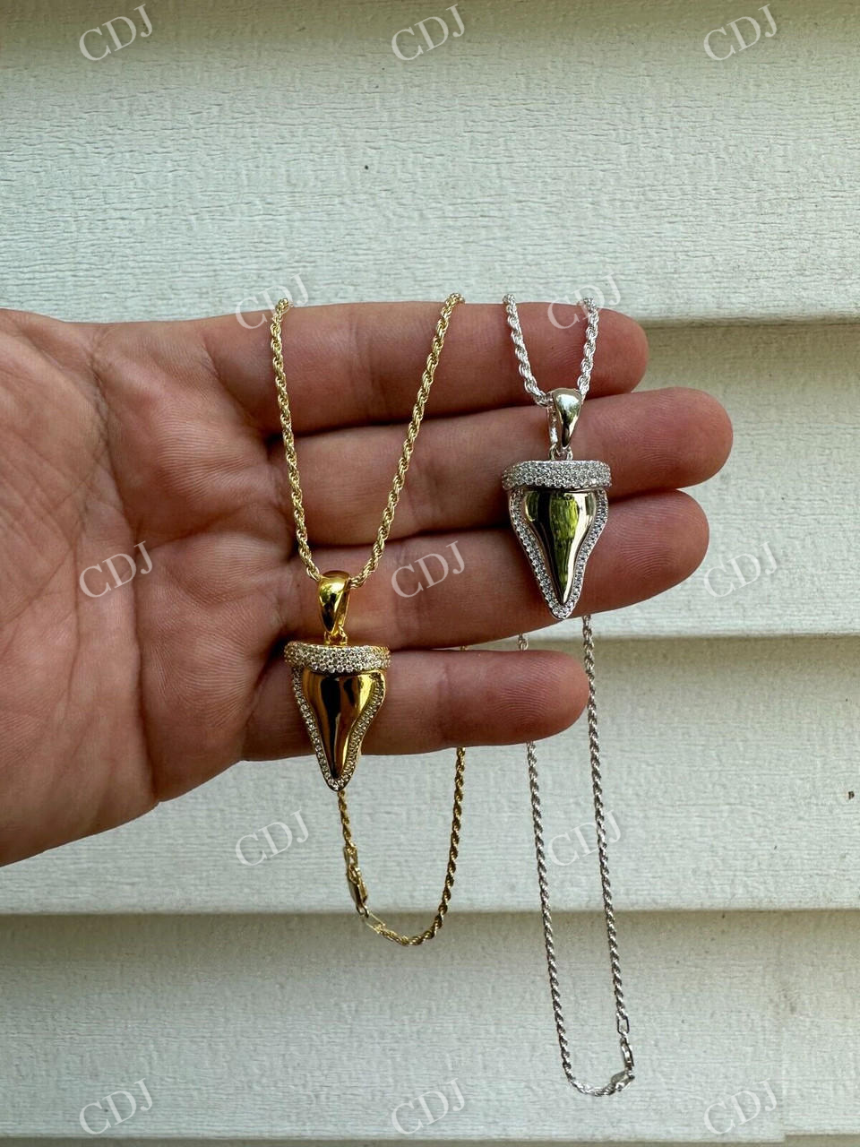 Shark Tooth Iced Diamond Pendant  customdiamjewel   