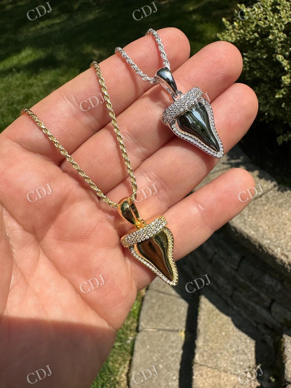 Shark Tooth Iced Diamond Pendant  customdiamjewel   