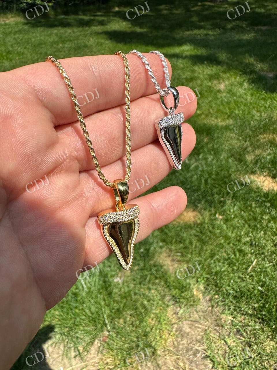 Shark Tooth Iced Diamond Pendant  customdiamjewel   