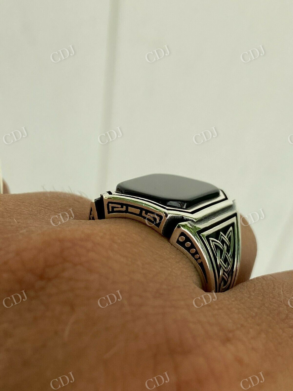 Solid Gold Black Diamond Signet Ring  customdiamjewel   