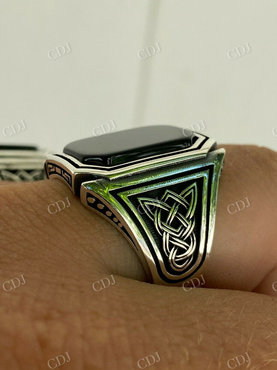 Solid Gold Black Diamond Signet Ring  customdiamjewel   