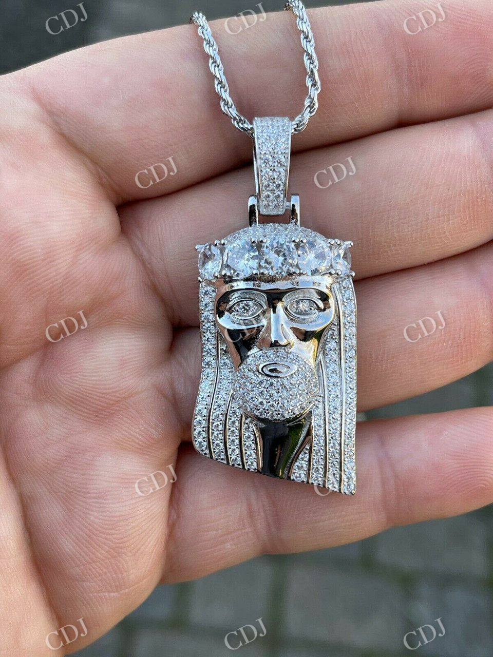 Jesus Piece Iced Out Diamond Pendant  customdiamjewel   