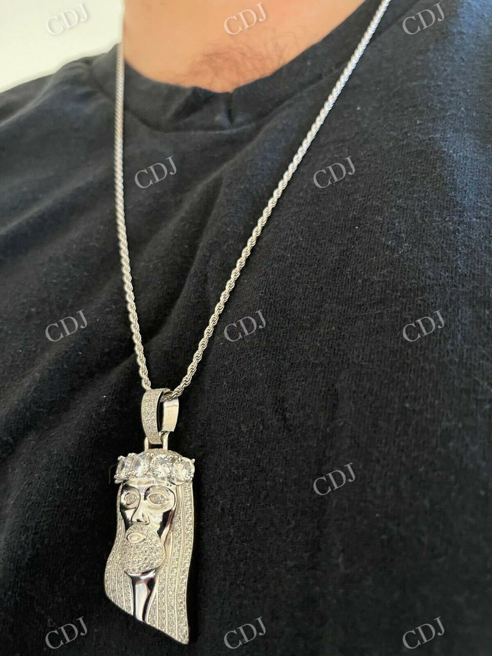 Jesus Piece Iced Out Diamond Pendant  customdiamjewel   