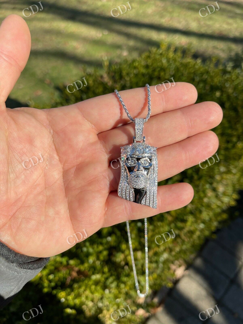 Jesus Piece Iced Out Diamond Pendant  customdiamjewel   