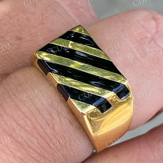 Gold Black Onyx Ring In Solid Yellow Gold  customdiamjewel   