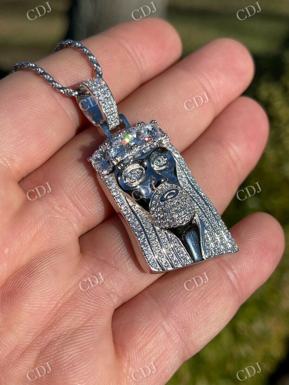 Jesus Piece Iced Out Diamond Pendant  customdiamjewel   
