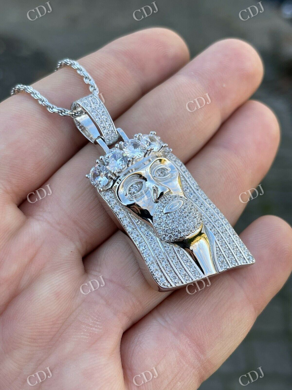 Jesus Piece Iced Out Diamond Pendant  customdiamjewel   
