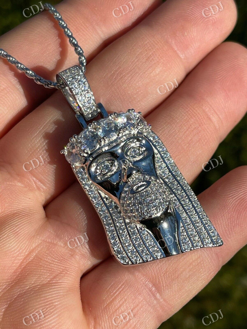 Jesus Piece Iced Out Diamond Pendant  customdiamjewel   