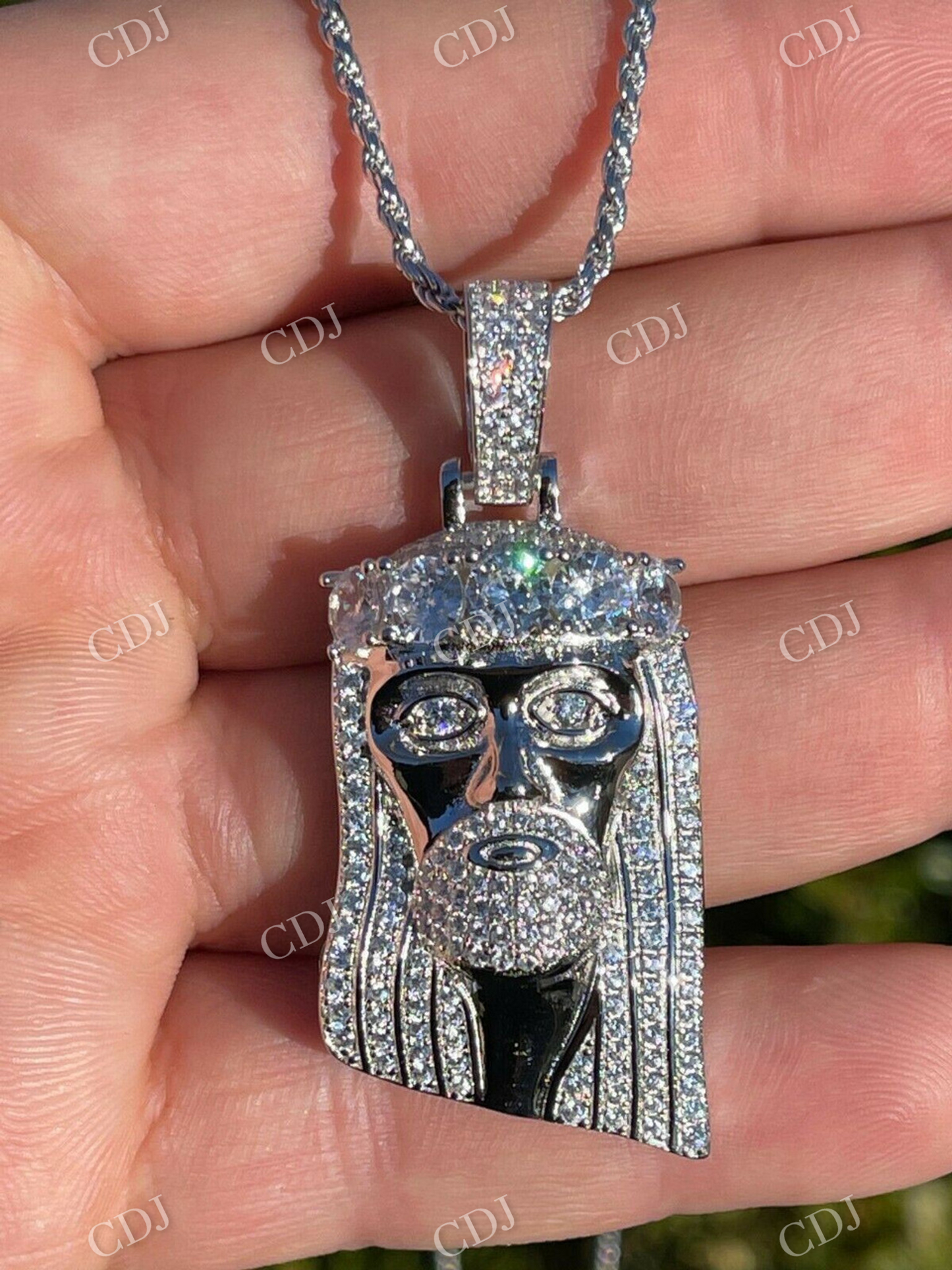 Jesus Piece Iced Out Diamond Pendant  customdiamjewel   
