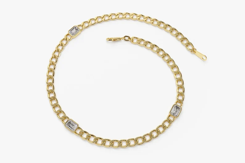 0.12CTW Moissanite Bezel Set Link Diamond Bracelet  customdiamjewel   