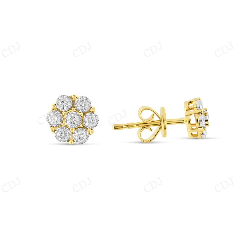 0.20 CT Yellow Gold Flower Stud Bezel Set Earrings Stud earrings CustomDiamJewel