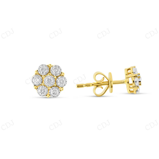 0.20 CT Yellow Gold Flower Stud Bezel Set Earrings Stud earrings CustomDiamJewel