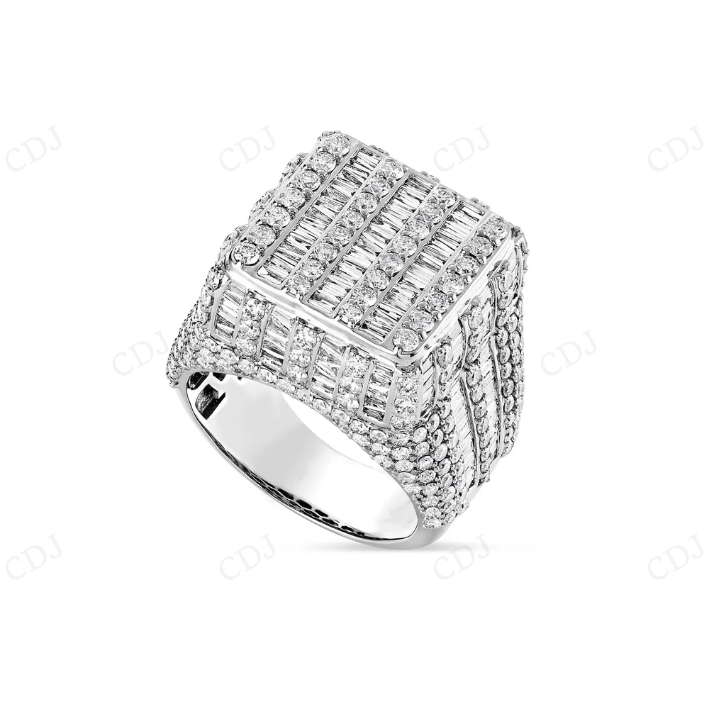 10K White Gold Square Baguette Diamond Ring hip hop jewelry CustomDiamJewel