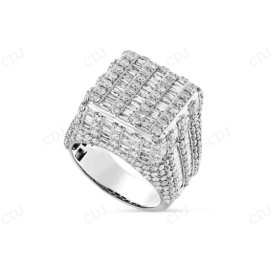 10K White Gold Square Baguette Diamond Ring hip hop jewelry CustomDiamJewel