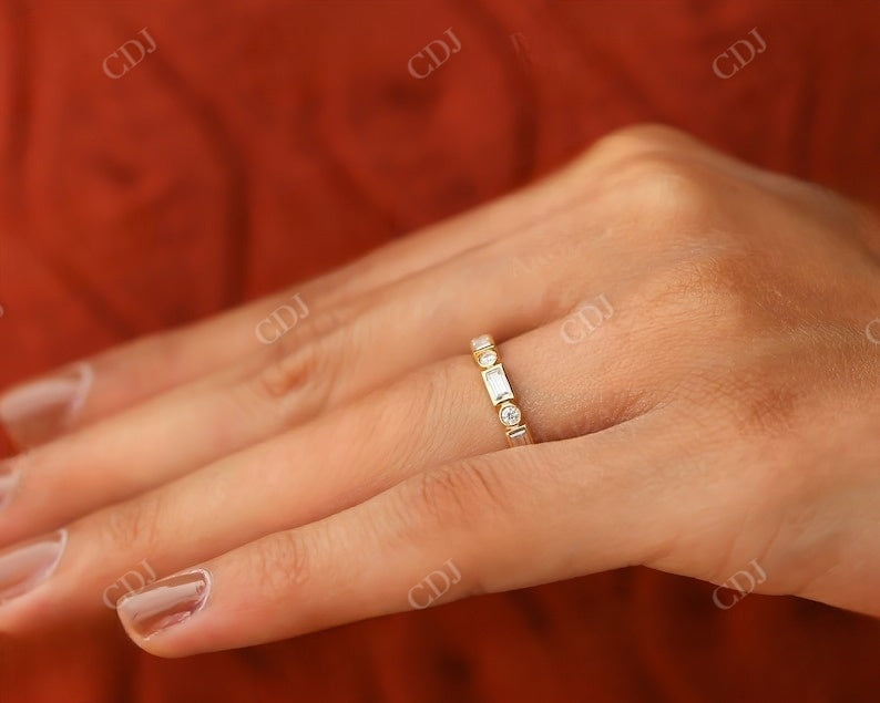 Alternative Baguette and Round Diamond Wedding Band  customdiamjewel   