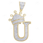 1.6" 0.55 CTW 10K Gold Natural Diamond Crown Initial "U" Pendant CustomDiamJewel