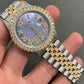 Rolex Date Just Moissanite Diamond Blue Dial Diamond On Bezel watch customdiamjewel