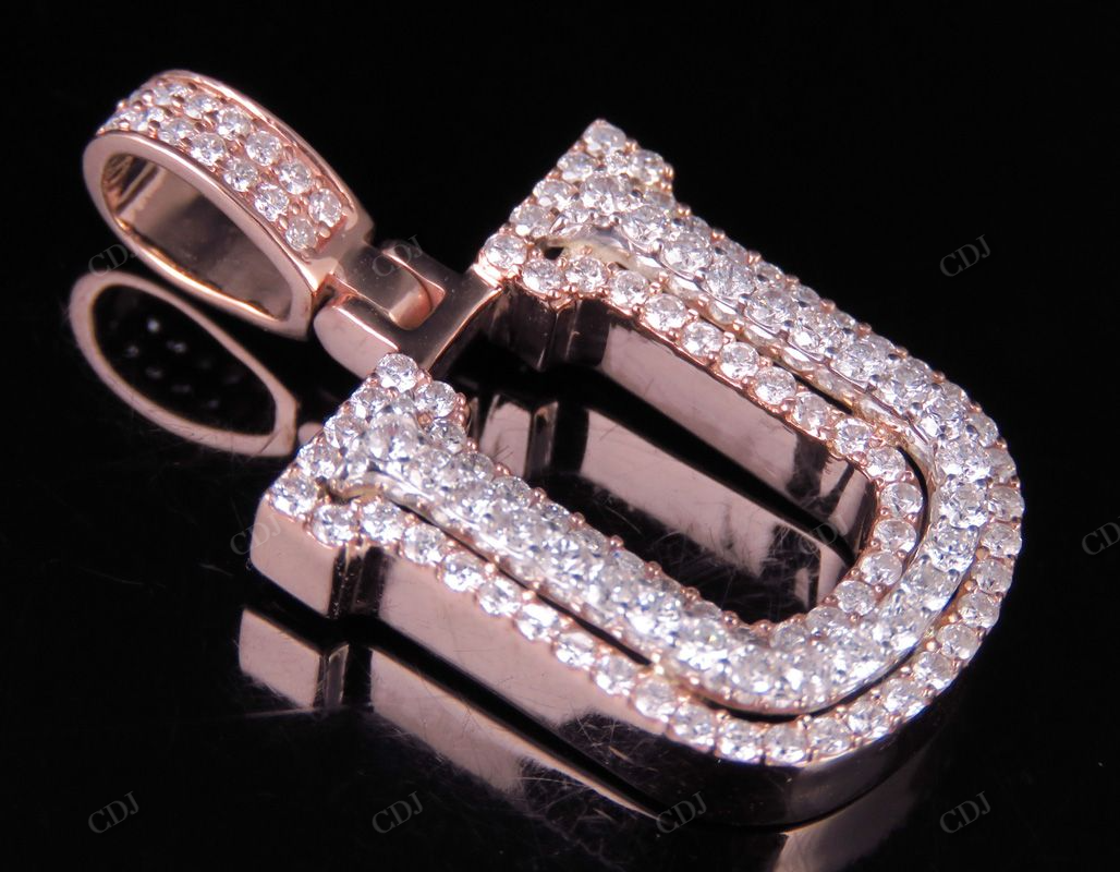 1.5" 1.75 CTW 18K Gold Real Diamond 3D Initial 'U' Letter Pendant CustomDiamJewel