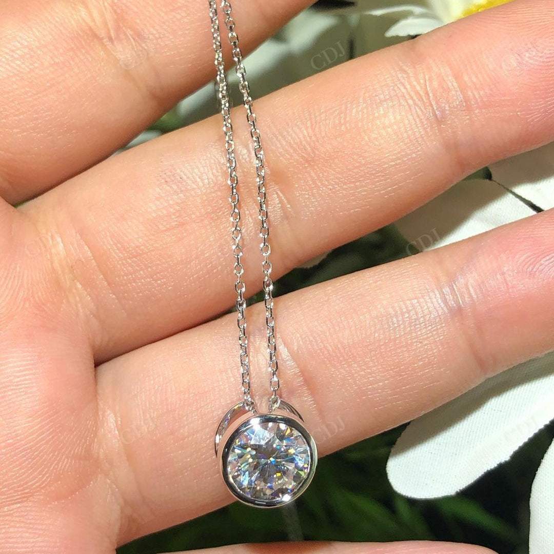 Round Bezel Set Lab Grown Diamond Pendant